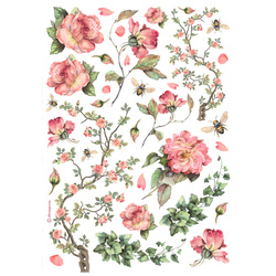 Reispapier Decoupage Bastelpapier A4 - Stamperia - Rosen und Efeu