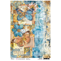 Reispapier Decoupage Bastelpapier Ciao Bella für A4 Decoupage - Clockwork Wings Schmetterlinge