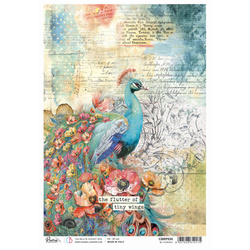 Reispapier Decoupage Bastelpapier Ciao Bella für A4-Decoupage - Majestic Dream Be yourself - Pfau