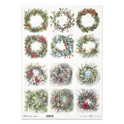 Reispapier Decoupage Bastelpapier für Decoupage A3 ITD-1293L Weihnachtsgirlanden