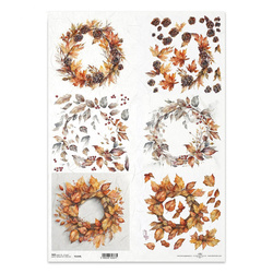 Reispapier Decoupage Bastelpapier für Decoupage A3 ITD-1334L Herbstgirlanden 3D