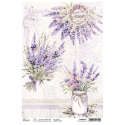 Reispapier Decoupage Bastelpapier für Decoupage A4 - Ciao Bella - Cottage Romance lavendel