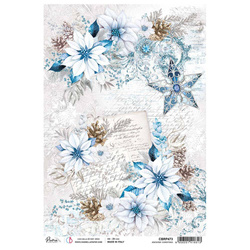 Reispapier Decoupage Bastelpapier für Decoupage A4 - Ciao Bella -  Elegance of Blue - Awesome Christmas