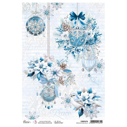 Reispapier Decoupage Bastelpapier für Decoupage A4 - Ciao Bella - Elegance of Blue - Precious glass balls