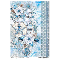 Reispapier Decoupage Bastelpapier für Decoupage A4 - Ciao Bella -  Elegance of Blue - Winter Light