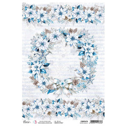 Reispapier Decoupage Bastelpapier für Decoupage A4 - Ciao Bella - Elegance of Blue - Winter wreath