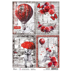 Reispapier Decoupage Bastelpapier für Decoupage A4 - Ciao Bella - Paris Je T'aime Cards