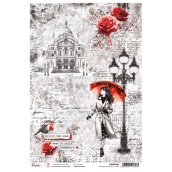 Reispapier Decoupage Bastelpapier für Decoupage A4 - Ciao Bella - Paris Je t'aime - Charming snowfall in Paris