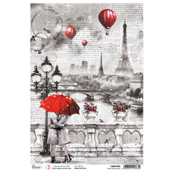 Reispapier Decoupage Bastelpapier für Decoupage A4 - Ciao Bella - Paris Je t'aime - White magic Paris