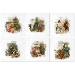 Reispapier-Set - ITD 6pcs Teddybär unter dem Weihnachtsbaum Weihnachten