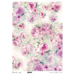 Reispapier für Decoupage A3 ITD-R519L Shabby Chic, Hintergrund, pastellfarbene Rosen