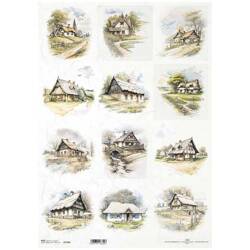 Reispapier für Decoupage-Platten A3 1188L Hütten, Häuser, Ansichten