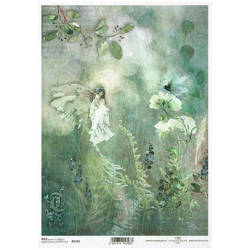 Reispapier für Decoupage, Waldlichtung, Farne, Blumen ITD-R1735 - A4