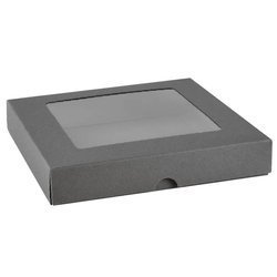 RzP Quadratische Schachtel Geschenkbox Box Karte Fenster 15x15 300 g, grau