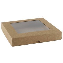 RzP Quadratische Schachtel Geschenkbox Box Karte Fenster 15x15 300g, kraft