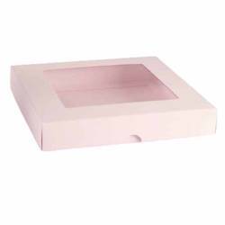 RzP Quadratische Schachtel Geschenkbox Box Karte Fenster 15x15 300g, rosa