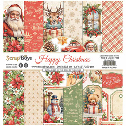 SCRAPBOYS Set 12 Blatt 30,5x30,5cm doppelseitig Scrapbooking Papier Set - Happy Christmas