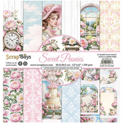 SCRAPBOYS Set 12 Blatt 30,5x30,5cm doppelseitig Scrapbooking Papier Set - Sweet Peonies