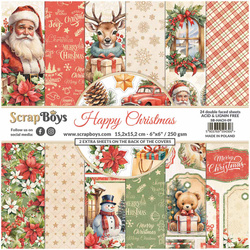 SCRAPBOYS Set 24 Blatt 15x15cm doppelseitig Scrapbooking Papier - Happy Christmas