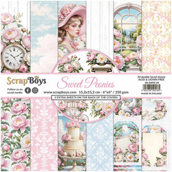 SCRAPBOYS Set 24 Blatt 15x15cm doppelseitig Scrapbooking Papier - Sweet Peonies