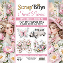 SCRAPBOYS Setz 24Stk 15x15cm doppelseitigen Scrapbooking Papier - Sweet Peonies - Pop up