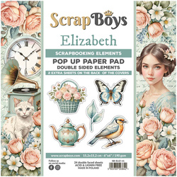 SCRAPBOYS Setz von 24Stk 15x15cm doppelseitigen Scrapbooking Papier - Elizabeth - Pop up