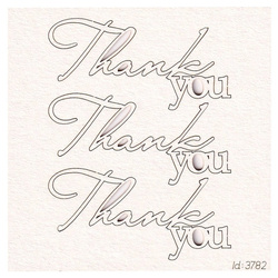 SCRAPINIEC Dekorpappe Die Cut Chipboard Dekoration, Inschrift Thank you 3782