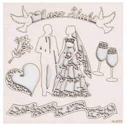 SCRAPINIEC Dekorpappe Die Cut Chipboard Dekoration Ornament, Brautpaar Hochzeit