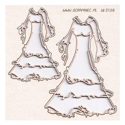 SCRAPINIEC Dekorpappe Die Cut Chipboard Dekoration Ornament, Hochzeitskleid 5138