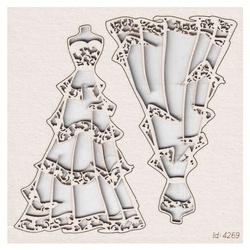 SCRAPINIEC Dekorpappe Die Cut Chipboard Dekoration Ornament, Hochzeitskleid Brautkleid