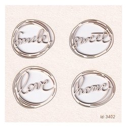 SCRAPINIEC Dekorpappe Die Cut Chipboard Dekoration Ornament Inschrift Smile Love