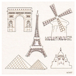 SCRAPINIEC Dekorpappe Die Cut Chipboard Dekoration Ornament, Paris Eiffelturm 07