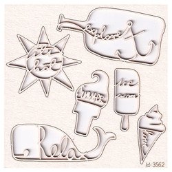 SCRAPINIEC Dekorpappe Die Cut Chipboard Dekoration Ornament, Summer Eis 3562