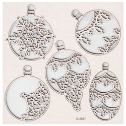 SCRAPINIEC Dekorpappe Die Cut Chipboard Dekoration Ornament, Tatting Christmas 4847