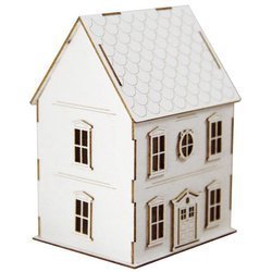 SCRAPINIEC Dekorpappe Die Cut Chipboard Dekoration Ornament - Tiny Family house 3D - Micro Haus