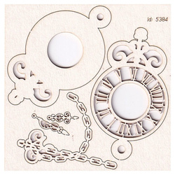 SCRAPINIEC Dekorpappe Die Cut Chipboard Dekoration Ornament, Uhr mit Kette