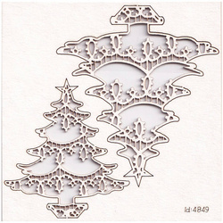 SCRAPINIEC Dekorpappe Die Cut Chipboard Dekoration Ornament, Weihnachtsbaum Spitze