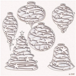 SCRAPINIEC Dekorpappe Die Cut Chipboard Dekoration Ornament - Weihnachtsset Starry Springs