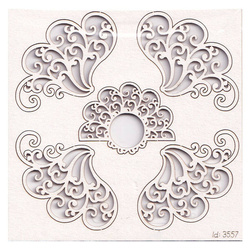 SCRAPINIEC Dekorpappe Die Cut Chipboard Dekoration Ornament, lace corners set - Eckset 3557