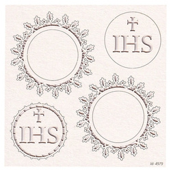 SCRAPINIEC Dekorpappe Die Cut Chipboard Dekoration Tatting Communion - doppellagig Host groß 01