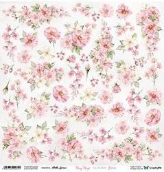 SCRAPandME 30,5x30,5cm einseitig Scrapbooking Papier 250g, Rosy Days Flowers