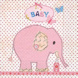 SERVIETTEN 1 Stück Motivservietten Decoupage Napkin 33x33cm - Baby-Elefant