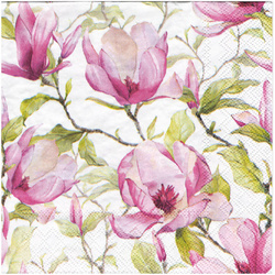 SERVIETTEN 1 Stück Motivservietten Decoupage Napkin 33x33cm, Blooming magnolia