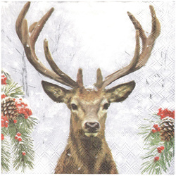 SERVIETTEN 1 Stück Motivservietten Decoupage Napkin 33x33cm, Deer in winter