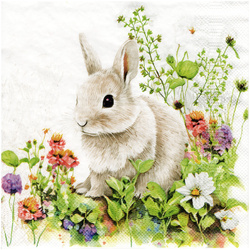 SERVIETTEN 1 Stück Motivservietten Decoupage Napkin 33x33cm - Hase auf der Wiese