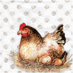 SERVIETTEN 1 Stück Motivservietten Decoupage Napkin 33x33cm, Jenny Hen