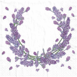 SERVIETTEN 1 Stück Motivservietten Decoupage Napkin 33x33cm, Lavender wreath