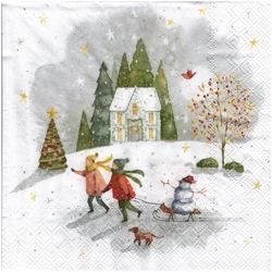 SERVIETTEN 1 Stück Motivservietten Decoupage Napkin 33x33cm, Looking for Christmas