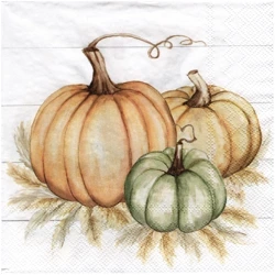 SERVIETTEN 1 Stück Motivservietten Decoupage Napkin 33x33cm, Pumpkin Trio