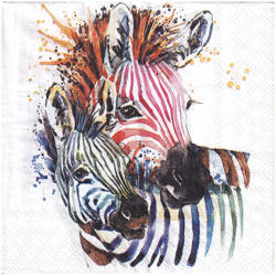 SERVIETTEN 1 Stück Motivservietten Decoupage Napkin 33x33cm, Rainbow zebras